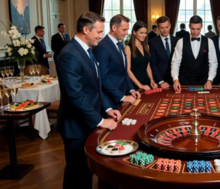 Elegantní ruletový stůl připravený pro firemní večírek